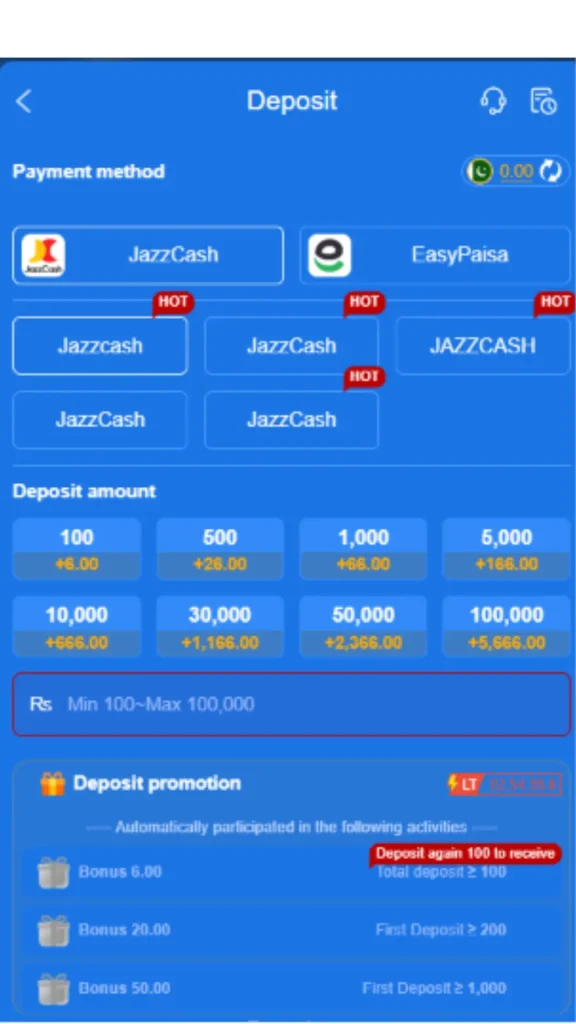 666h game deposits and withdraws through easypaisa and jazzcash