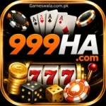999HA Game logo with casino cards, chips, dice, coins, and slot machine