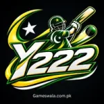 Y222 Game logo with cricket player and green yellow design