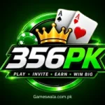 356PK Game logo with casino cards and crown
