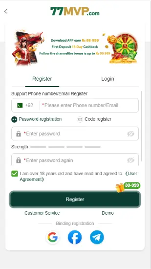 77MVP Game registration process