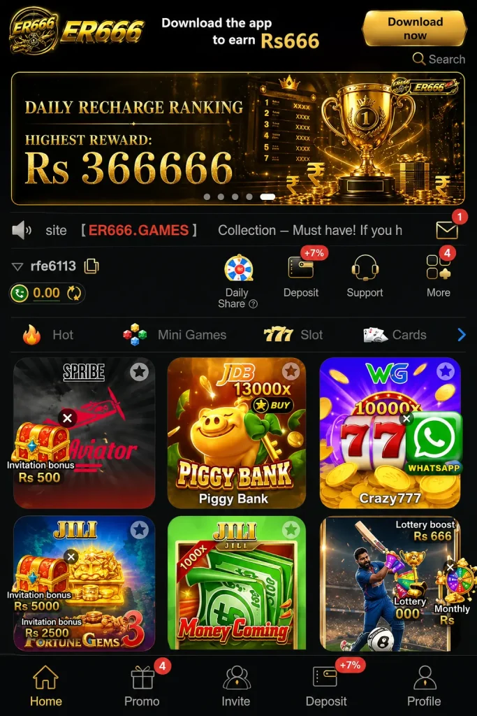 ER666 Game homepage with casino games and rewards – Gameswala.com.pk