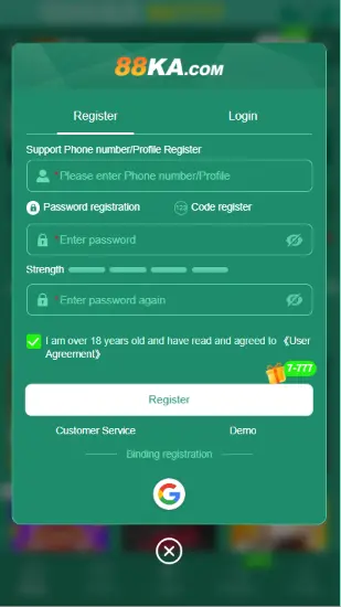 88KA Game deposit section for adding funds