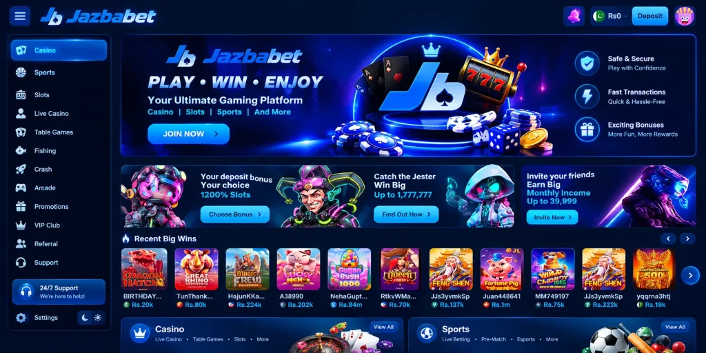Jazbabet Game home screen