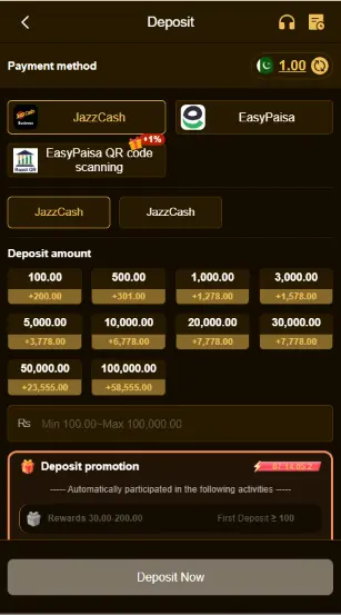 JZ666 Game deposit options Pakistan
