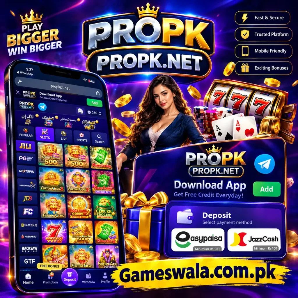 PROPK Game app screenshots showing games, promotions and payment methods